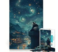 Puzzle da 1000 pezzi "Panda sotto un cielo stellato" per ragazzi, ideale per migliorare la memoria, rilassante e divertente, con un design elegante da assemblare (38x26cm)