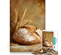 Puzzle da 1000 pezzi "Pane rustico con spighe di grano" per adolescenti, giocattolo stimolante per l'intelletto, relax mentale, taglio di qualità, regalo per le vacanze (50x75cm)