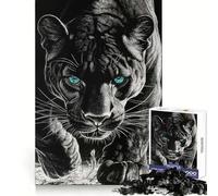 Puzzle da 1000 pezzi "Pantera Nera dagli Occhi Blu" per adolescenti: stimola la riflessione strategica, favorisce la calma e riduce le distrazioni Incastri precisi Regalo perfetto (38x26cm)
