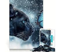 Puzzle da 1000 pezzi Pantera Nera e Farfalla con giunture precise,gioco di costruzione che favorisce la concentrazione,gioco tranquillo,divertimento assicurato per il compleanno 50x75cm