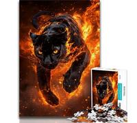 Puzzle da 1000 pezzi "Pantera Nera Fiamma" per adulti e adolescenti, giochi educativi, decorazioni per la casa, ideale come regalo per tutta la famiglia (75x50cm)