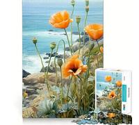 Puzzle da 1000 pezzi "Papaveri e Oceano" per adolescenti, gioco mentale, momento di relax, taglio di alta qualità, regalo artistico (38x26cm)