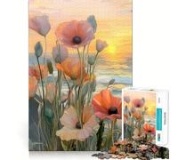 Puzzle da 1000 pezzi "Papaveri e oceano" per adolescenti, gioco per allenare la mente, momento di relax, attività artistica, regalo stagionale (38x26cm)