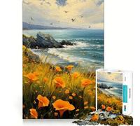 Puzzle da 1000 pezzi "Papaveri e Oceano" per adulti, ideale per migliorare la memoria, alleviare lo stress e creare un puzzle da assemblare, perfetto come regalo di Natale (50x75cm)