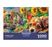Puzzle da 1000 pezzi Papillon Family Chihuahua con farfalla per adulti Gioco educativo Bellissima decorazione Sfida Alta difficoltà Regali di compleanno 70x50cm/1000 pezzi