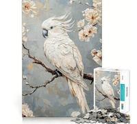 Puzzle da 1000 pezzi "Pappagallo Bianco in Fiore",gioco stimolante per la mente,taglio di alta precisione,divertente sfida per i momenti di attesa (38x26cm)