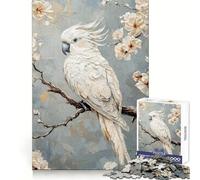 Puzzle da 1000 pezzi "Pappagallo Bianco in Fiore" per adulti, con bordi precisi e significato (38x26cm)