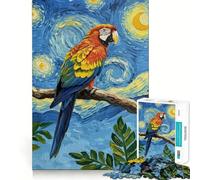 Puzzle da 1000 pezzi "Pappagallo in Notte Stellata" per adulti, gioco di logica, rilassante e divertente, con taglio perfetto, regalo elegante (38x52cm)