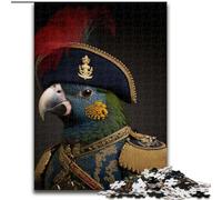 Puzzle da 1000 pezzi, Pappagallo in uniforme militare, in legno, gioco interattivo per famiglie, rompicapo, giocattolo educativo(50x75cm)