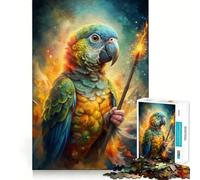 Puzzle da 1000 pezzi "Pappagallo Mago con Bacchetta Magica" per Adolescenti, per migliorare la memoria, divertente e rilassante, con design da assemblare, regalo elegante (38x52cm)