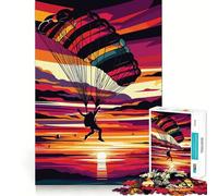 Puzzle da 1000 pezzi "Paracadutismo Wpap Tramonto" per adolescenti, gioco di logica solido, divertimento rilassante, taglio di precisione, articolo dei desideri di Babbo Natale 38x52cm