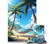 Puzzle da 1000 pezzi "Paradiso tropicale con amaca sulla spiaggia" per ragazzi, ideale per allenare la mente, favorire il relax e creare un ricordo memorabile (50x75cm)
