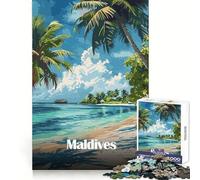 Puzzle da 1000 pezzi "Paradiso tropicale delle Maldive" per ragazzi,ideale per allenare la memoria,per un momento di svago rilassante,con taglio perfetto e un bel regalo (38x52cm)