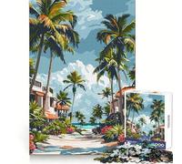 Puzzle da 1000 pezzi "Paradiso tropicale sulla spiaggia" per ragazzi, ideale per esercitarsi nella logica, divertirsi senza pensieri, con bordi netti e un regalo significativo (38x52cm)