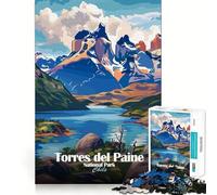 Puzzle da 1000 pezzi Parco Nazionale Torres del Paine Cile Gioco con bordi perfetti Gioco cognitivo Gioco lento Divertente Decorazione natalizia artistica (38x52cm)