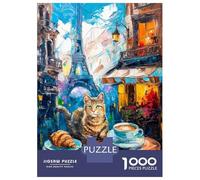 Puzzle Da 1000 Pezzi Parisian Cat Cafe Painting Puzzle Per Adulti Giochi Rilassanti Sfida Difficile Divertimento A Casa Attività, 70x50cm/1000pcs