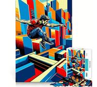Puzzle da 1000 pezzi Parkour Street Sport Wpap per adulti e ragazzi, gioco di logica chiaro, relax, taglio perfetto, articolo dei desideri di Babbo Natale (38x52cm)