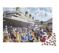 Puzzle da 1000 pezzi "Partenza del Titanic", scena di strada affollata in città, gioco educativo per adulti, decorazione per la casa, sfida di alta difficoltà, regalo di compleanno. 70x50cm/1000pcs