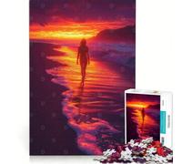 Puzzle da 1000 pezzi "Passeggiata al tramonto sulla spiaggia" gioco rompicapo allena la mente e la manualità adatto come decorazione da scrivania 38x52cm