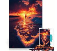 Puzzle da 1000 pezzi Passeggiata al tramonto sulla spiaggia per adulti, regalo, gioco di abilità mentale, divertimento tranquillo, design da assemblare, 38x52cm