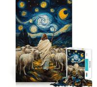 Puzzle da 1000 pezzi "Pastore e Pecore - Notte Stellata" per adulti, ideale per rafforzare la memoria, rilassante e divertente, con bordi di qualità Un regalo perfetto 38x52cm