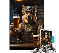 Puzzle da 1000 pezzi Pastore tedesco Segugio della birra Puzzle da 1000 pezzi Decorazione per la casa Giocattolo Perfetto per la decorazione Ideale come regalo (38x26cm)
