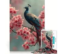 Puzzle da 1000 pezzi "Pavone appollaiato tra i fiori di ciliegio" per ragazzi, ideale per migliorare la memoria, rilassante e divertente da assemblare, un regalo elegante (50x75cm)