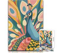 Puzzle da 1000 pezzi - Pavone Astratto Piatto Calmo Piacevole Tempo libero Divertimento Stretto Senza Cuciture Precisione Giocattolo Dimensioni 50x75cm
