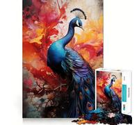 Puzzle da 1000 pezzi "Pavone in fiore astratto" per adolescenti, ideale per migliorare la memoria, senza stress, con design e assemblaggio rilassanti, un regalo speciale (50x75cm)