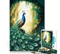 Puzzle da 1000 pezzi "Pavone nella foresta" per adulti, gioco di logica e relax, bordi affilati, regalo di alta qualità (50x75cm)