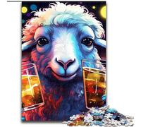 Puzzle da 1000 pezzi "Pecora che beve birra" in legno,regalo perfetto per genitori,amanti e amici - età 14+,dimensioni 50x75cm,ideale per arredare la casa,allenare la mente e come regalo per le feste