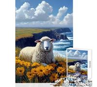 Puzzle da 1000 pezzi "Pecore in un campo di fiori",giocattoli antistress,ottimo regalo per giochi impossibili,allena il cervello e le mani,dimensioni 50x75cm