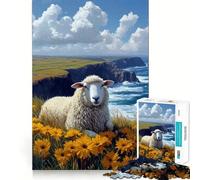 Puzzle da 1000 pezzi "Pecore in un campo di fiori" per adolescenti, ideale per migliorare la memoria, rilassare la mente e creare opere d'arte nitide 38x52cm