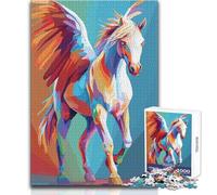 Puzzle da 1000 pezzi Pegaso colorato Arte digitale Attività rilassante per il tempo libero Taglio di precisione Bordo liscio Giocattolo da gioco Dimensioni 38x26cm