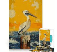 Puzzle da 1000 pezzi "Pellicano che osserva l'oceano" per adulti, gioco di logica fine, divertente e silenzioso, bordi precisi, regalo memorabile (50x75cm)