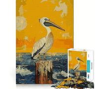 Puzzle da 1000 pezzi "Pellicano che osserva l'oceano" per ragazzi, un gioco rilassante e divertente, con disegni precisi e collezionabili (38x52cm)