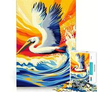 Puzzle da 1000 pezzi Pellicano in volo sulle onde dell'oceano per ragazzi, gioco stimolante per il tempo libero, taglio preciso, (50x75cm)