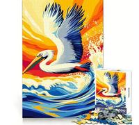 Puzzle da 1000 pezzi Pellicano in volo sulle onde dell'oceano per ragazzi, gioco stimolante per il tempo libero, taglio preciso, (50x75cm)