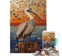 Puzzle da 1000 pezzi Pellicano su un ceppo stile Gustav per adulti gioco rilassante un'opera d'arte compleanno e Natale (dimensioni 38x52cm)