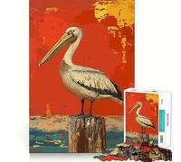 Puzzle da 1000 pezzi Pellicano su un palo per adulti e ragazzi, gioco di logica, relax, taglio di precisione, (38x52cm)