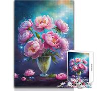 Puzzle da 1000 pezzi "Peonie rosa in un vaso" per adolescenti, gioco di pensiero logico interattivo, ideale come regalo per occasioni memorabili, dimensioni 50x75cm