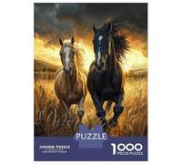 Puzzle Da 1000 Pezzi Per Adolescenti 2 Horses Running in Field Puzzle Per Adulti Gioco Pratico Antistress Regali Per Amici E Familiari 70x50cm/1000pcs
