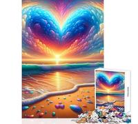 Puzzle da 1000 pezzi per adolescenti a forma di cuore arcobaleno nuvole tramonto decorazione per la casa giocattoli ottimo regalo per giochi educativi migliora l'amore tra coppie dimensioni 50x75cm