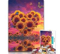Puzzle da 1000 pezzi per adolescenti a forma di cuore con girasole, puzzle da 1000 pezzi per adolescenti e adulti, allena il cervello e le mani, regalo di compleanno, regali 50x75cm