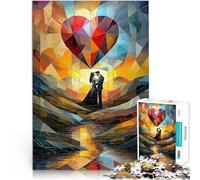 Puzzle da 1000 pezzi per adolescenti Abbraccio romantico sotto un cuore di vetro colorato Giocattoli educativi regali per amici e familiari 38x26cm
