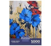 Puzzle Da 1000 Pezzi Per Adolescenti Abstract Blue Flower Painting Puzzle Gioco Per Famiglie Regali Per Donne Divertimento A Casa Attività, 52x38cm/1000pcs
