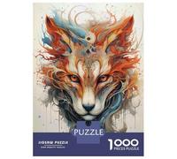 Puzzle Da 1000 Pezzi Per Adolescenti Abstract Fox Portrait with Watercolor Effect Puzzle Per Adulti Giocattoli Antistress Migliorano La Memoria Regali Di Compleanno E Unici 38x26cm/1000pcs
