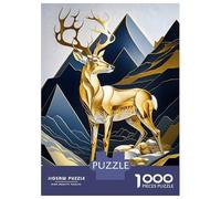 Puzzle Da 1000 Pezzi Per Adolescenti Abstract Gold Deer Puzzle Per Adulti Giochi Rilassanti Regali Per Donne Interazione Genitore-figlio 38x26cm/1000pcs