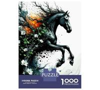 Puzzle Da 1000 Pezzi Per Adolescenti Abstract Horse with Floral And Tree Elements Puzzle Per Adolescenti Giocattoli Fai Da Te Corsa Di Velocità Manuale Regali Unici Per Compleanno E Natale 52x38cm/100