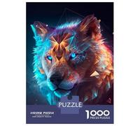 Puzzle Da 1000 Pezzi Per Adolescenti Abstract Lion Wolf Fusion Puzzle Gioco Pratico Difficile Regali Per Amici E Familiari 52x38cm/1000pcs